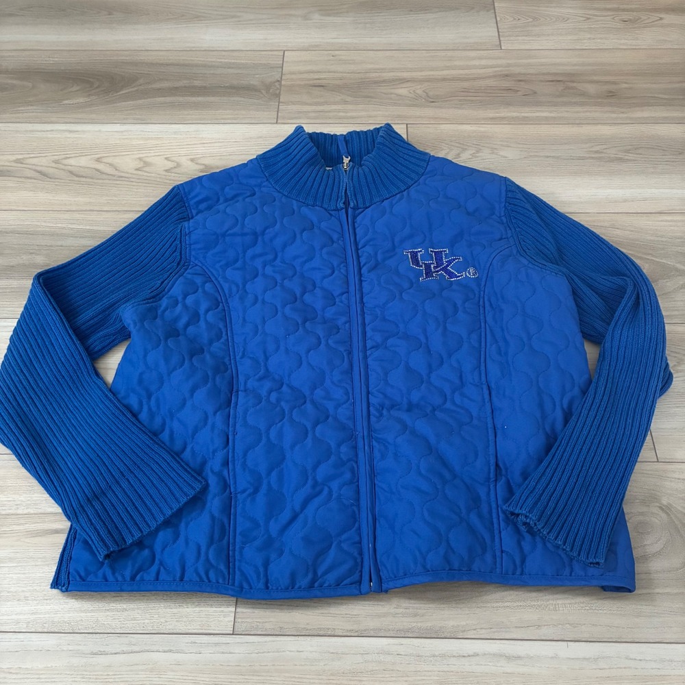 Vintage Kentucky Wildcats Nitro‎ USA Quilted Full Zip Jacket Logo Rhinestone XL